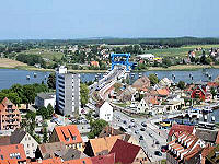 Wolgast mit Brücke zur Insel Usedom